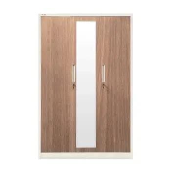 ตู้เสื้อผ้าเหล็ก 3 บานเปิด ลาย WOODY