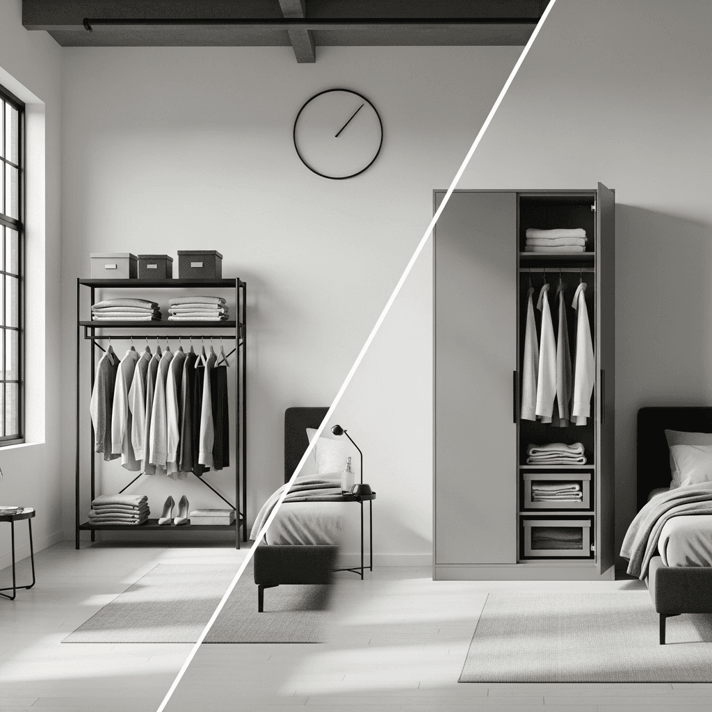 ราวเหล็ก VS ตู้เสื้อผ้าเหล็ก แบบไหนทนทาน ใช้งานได้คุ้มค่ามากกว่ากัน ? ราวเหล็ก VS ตู้เสื้อผ้าเหล็ก แบบไหนทนทาน ใช้งานได้คุ้มค่ามากกว่ากัน ?