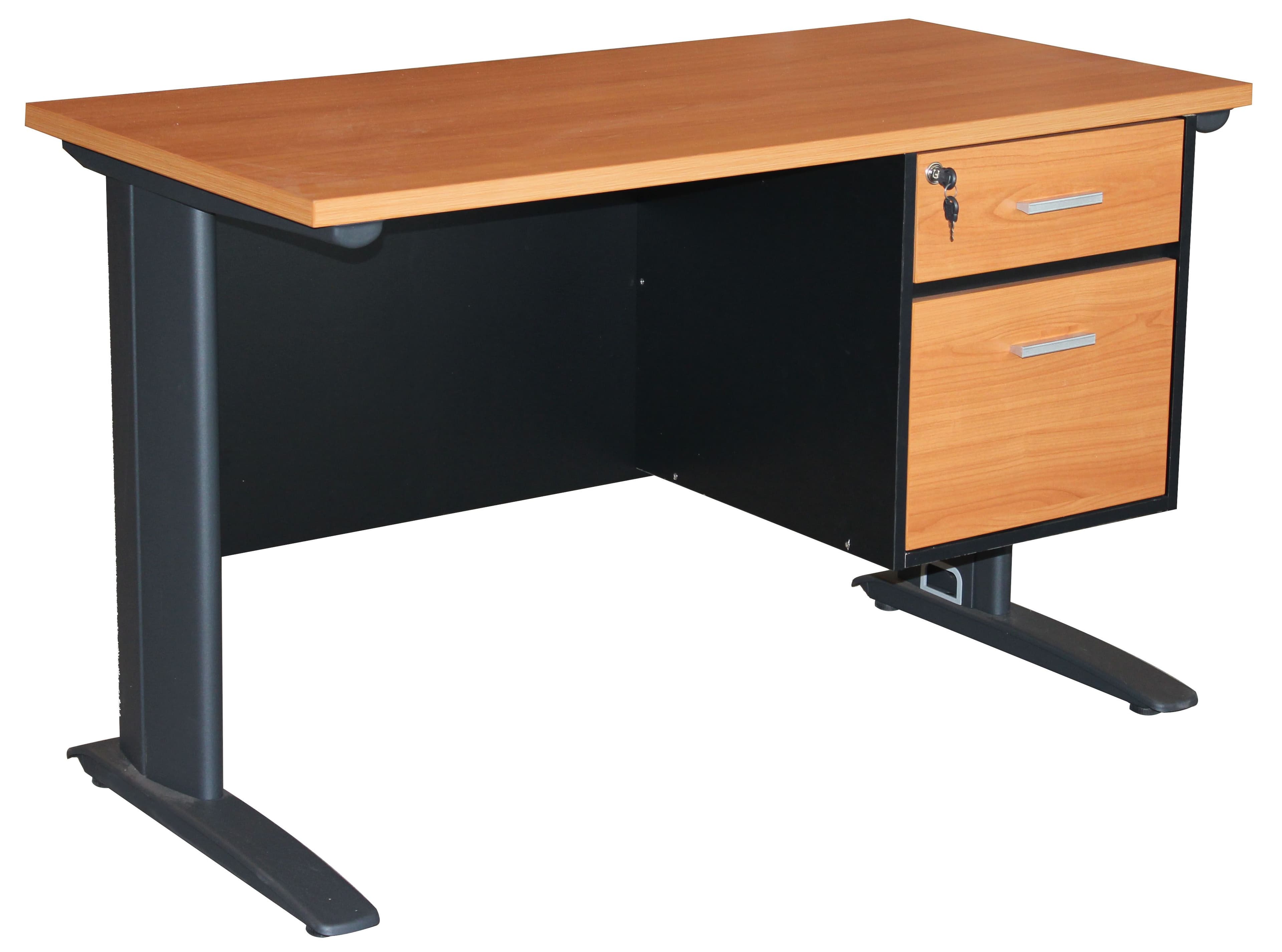 โต๊ะทำงานขาเหล็กพร้อมกับ 2 ลิ้นชัก